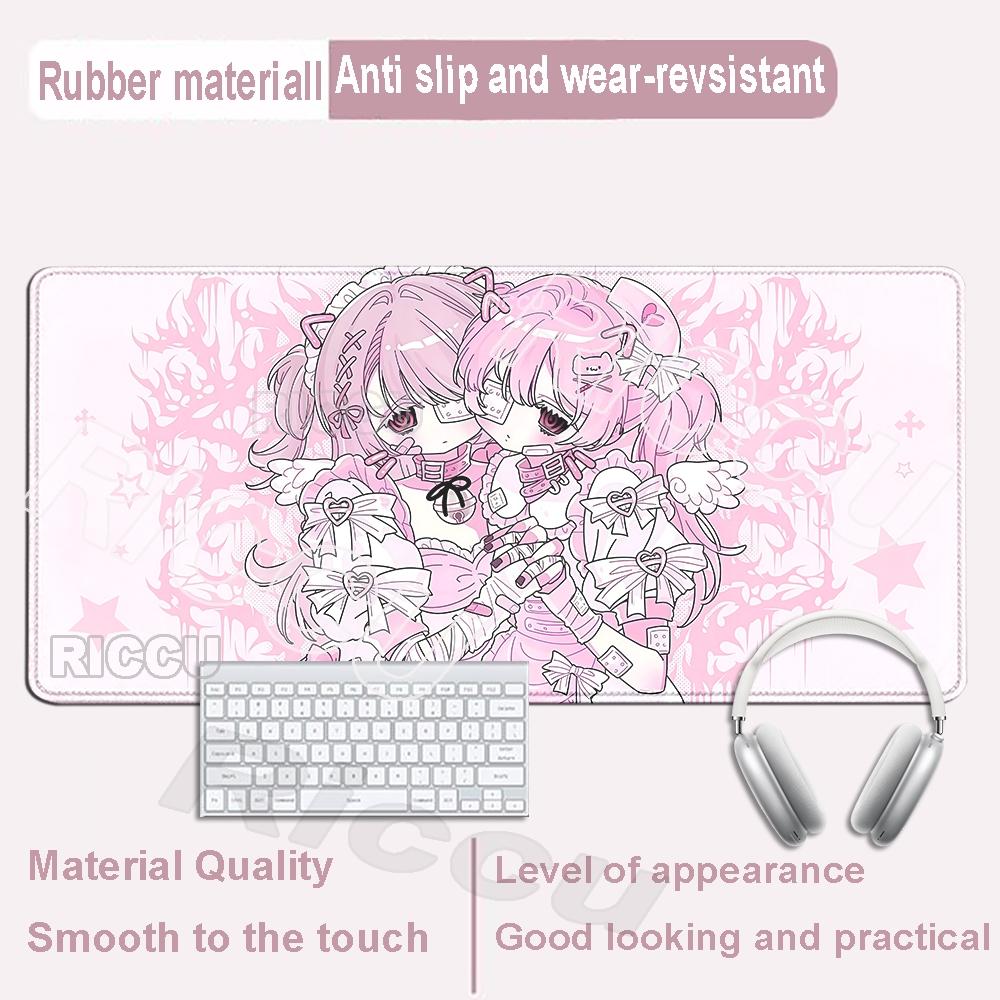 Cute Kawaii Anime Girl Desk Mat Laptop Large Pink Mousepad Gift Student Placemat Computer Keyboard Anti slip Pink Mouse Pad