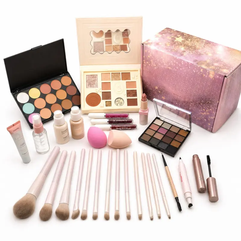 All in One Makeup Kit for Women & Beginners, Essential Full Makeup Set with Eyeshadow Palette, Lip Gloss, Foundation, Brushes – Makeup Gift Set for Teens & Girls, Great Value Starter Kit