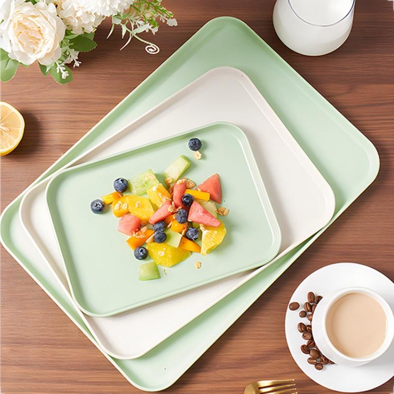 1 Piece Plastic Solid Color Tray, Household Rectangular Serving Table Storage Plate For Tea Cup, Water Cup, Breakfast, Dessert