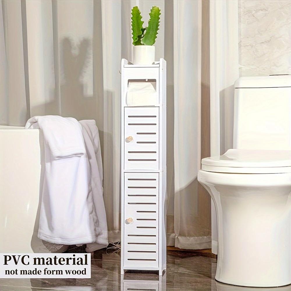 Space-Saving Bathroom Storage Cabinet, Toilet Side Organizer with Paper Holder, Compact Shelf for Small Spaces, Ideal for Bathrooms