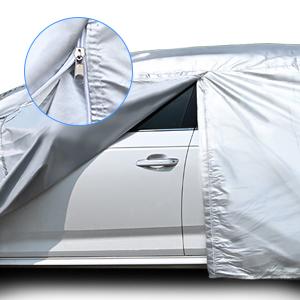 Nilight Waterproof SUV Car Cover All Weather Snowproof UV Protection Windproof Outdoor Full car Cover,Oxford Material Door Shape Zipper Design Universal Fit for SUV Length 191 to 201inch silver  side Lightweight Industrial Safety  dealsforyoudays