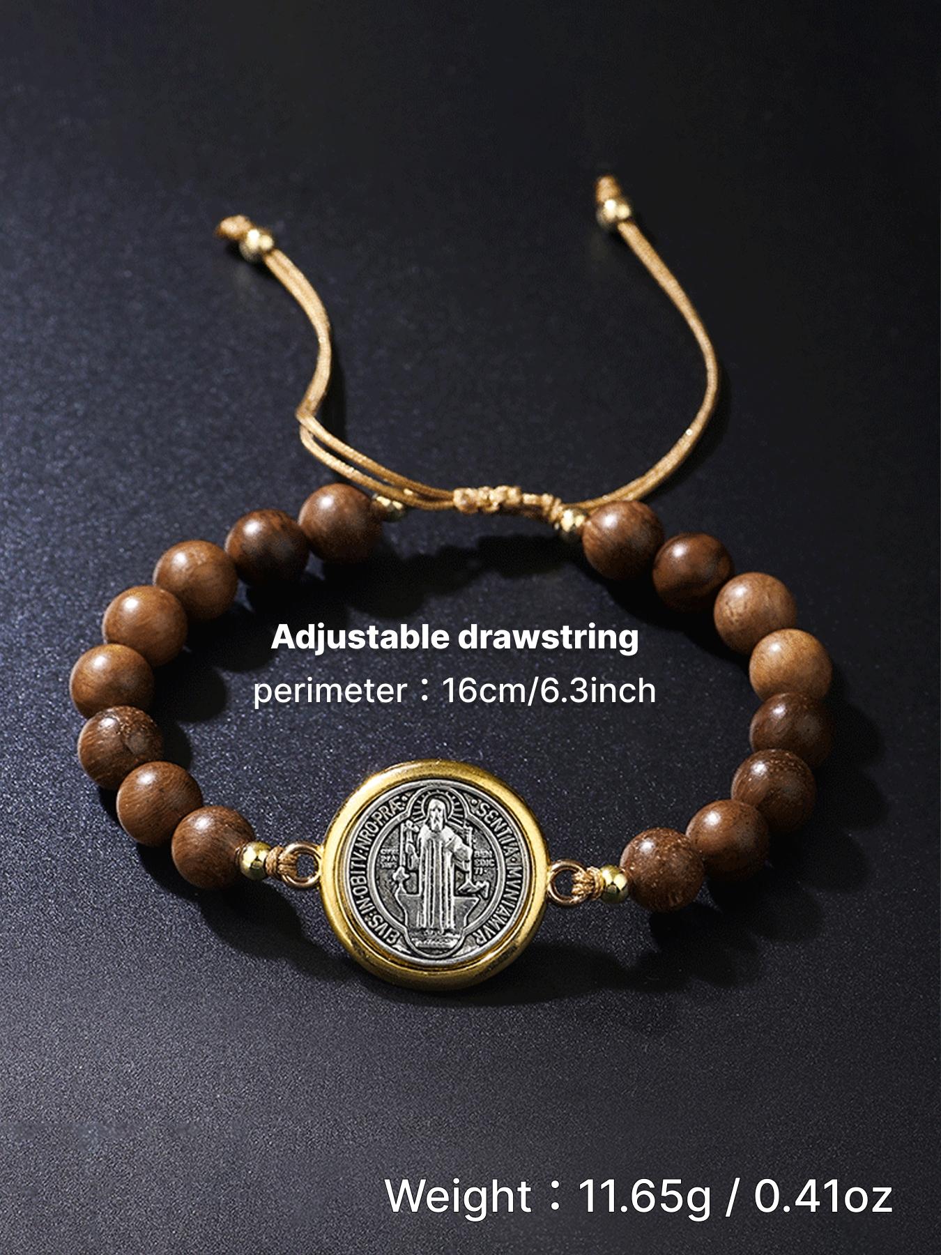 The Saint Benedict bracelet has adjustable drawstring and bead design, making it a simple couple's woven bracelet, Religious jewelry gift. It is suitable for daily wear, vacation dates, and is also a surprising and exquisite small gift