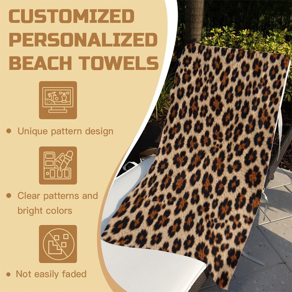 Leopard Print Beach Towel, Multiple Styles, Quick Dry Soft Skin-Friendly Absorbent Sand Free, Suitable for All People, Pool Camping Beach Towel, Ideal Gift Choice