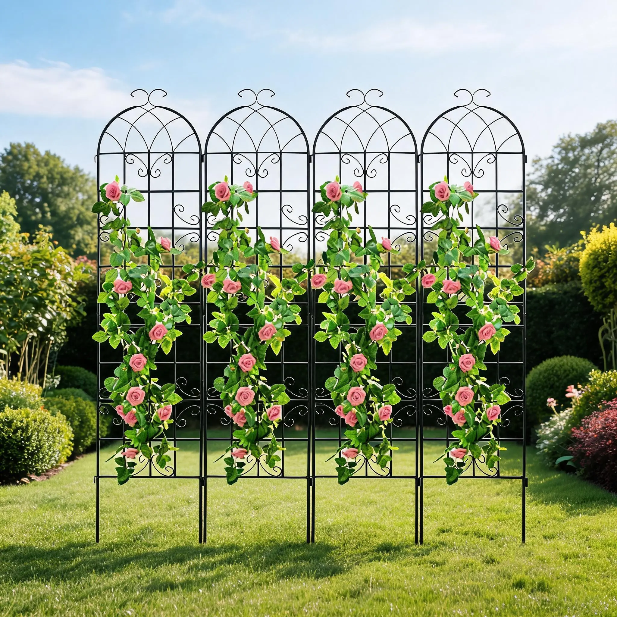 87"X20" Rustproof Garden Trellis – Climbing Plant Support for Roses, Clematis & Cucumbers, Outdoor Metal Trellis for Yard & Lawn (3/4 Pack)
