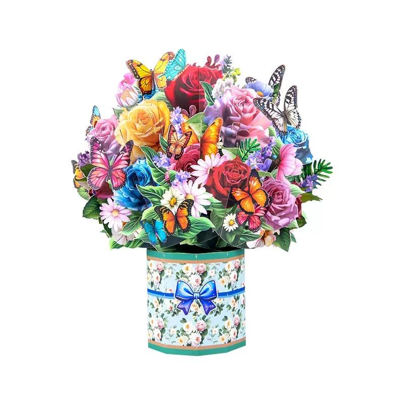 Paper Love Flower Bouquet Pop-Up Card – Mothers Day Gift, Mother's Day Card, Mom's Day Flowers, 3D Popup Greeting Card, Keepsake Flowers, Inspirational Card, Gifts for Mom, Wife, Grandma, Mother-In-Law, Birthday, Anniversary, Get well, Thank You