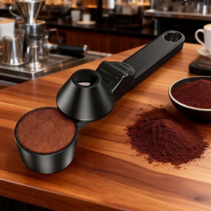 Coffee Scoop with Long Handle, Large Capacity Sliding Spoon, Leak Proof Round Measuring Spoon for Ground Coffee, Tea Leaves, Protein Powder, Spices