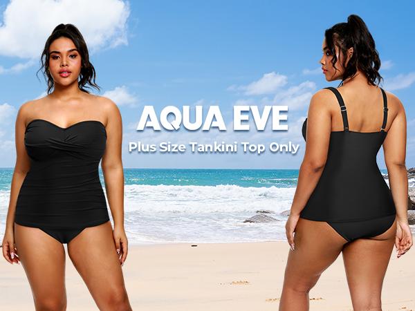 Aqua Eve Plus Size Tankini Top Only Bandeau Swim Top Strapless Swimsuit Top Twist Front Bathing Suit Top No Bottom