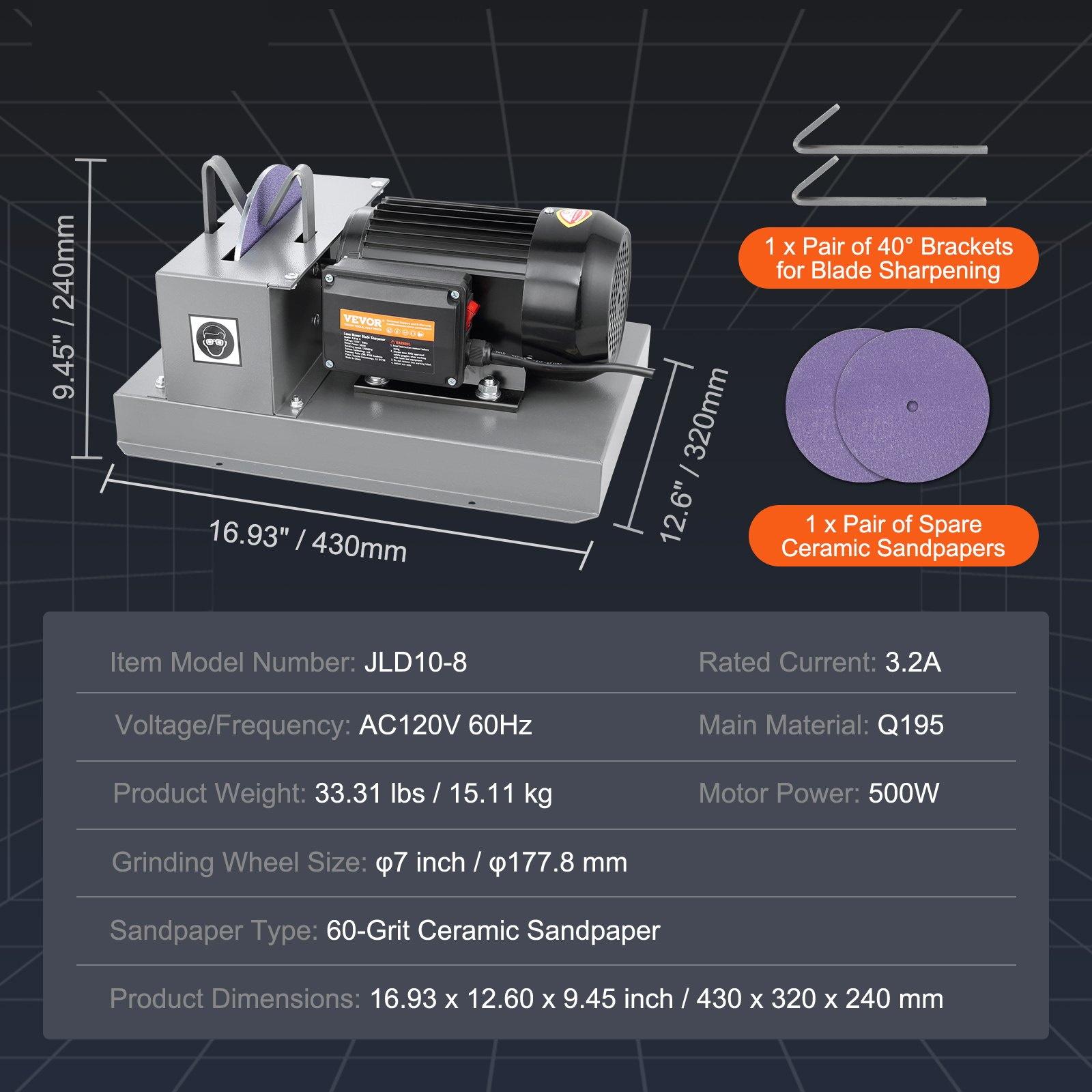 2/3HP 500W & 1HP 750W Lawn Mower Blade Sharpeners, 7/9-inch Ceramic Grinding Wheel, Powerful Bench Sharpening Machines for High/Low Lift, Gator, & Flat Blades