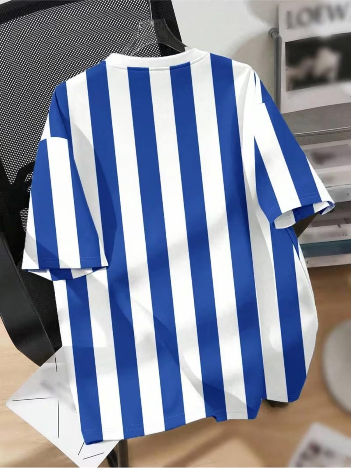 Men's Argentina Soccer Jersey T-Shirt, Lightweight Breathable Round Neck, Striped Design, Perfect for Football Fans