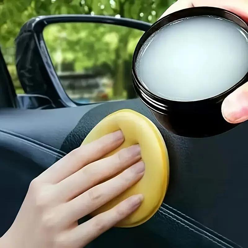 2 PCS Multifunctional Car Repair Wax - Scratch Repair, Plastic Refinishing, Gloss Treatment, Anti-Yellowing Protective Coating - Sponge Brush Included - For Car Interior Dashboard, Bodywork, Revitalizing Protective Coating