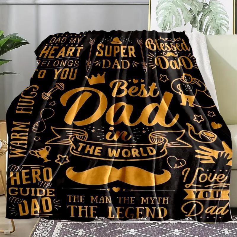 Letter Pattemn Blanket Gift for Dad, 1/2 CountsSoft Throw Blanket, Warm & Cozy Blanket forOffice, Car, Bed, Home, Travel, Halloween DecorNapping Blanket