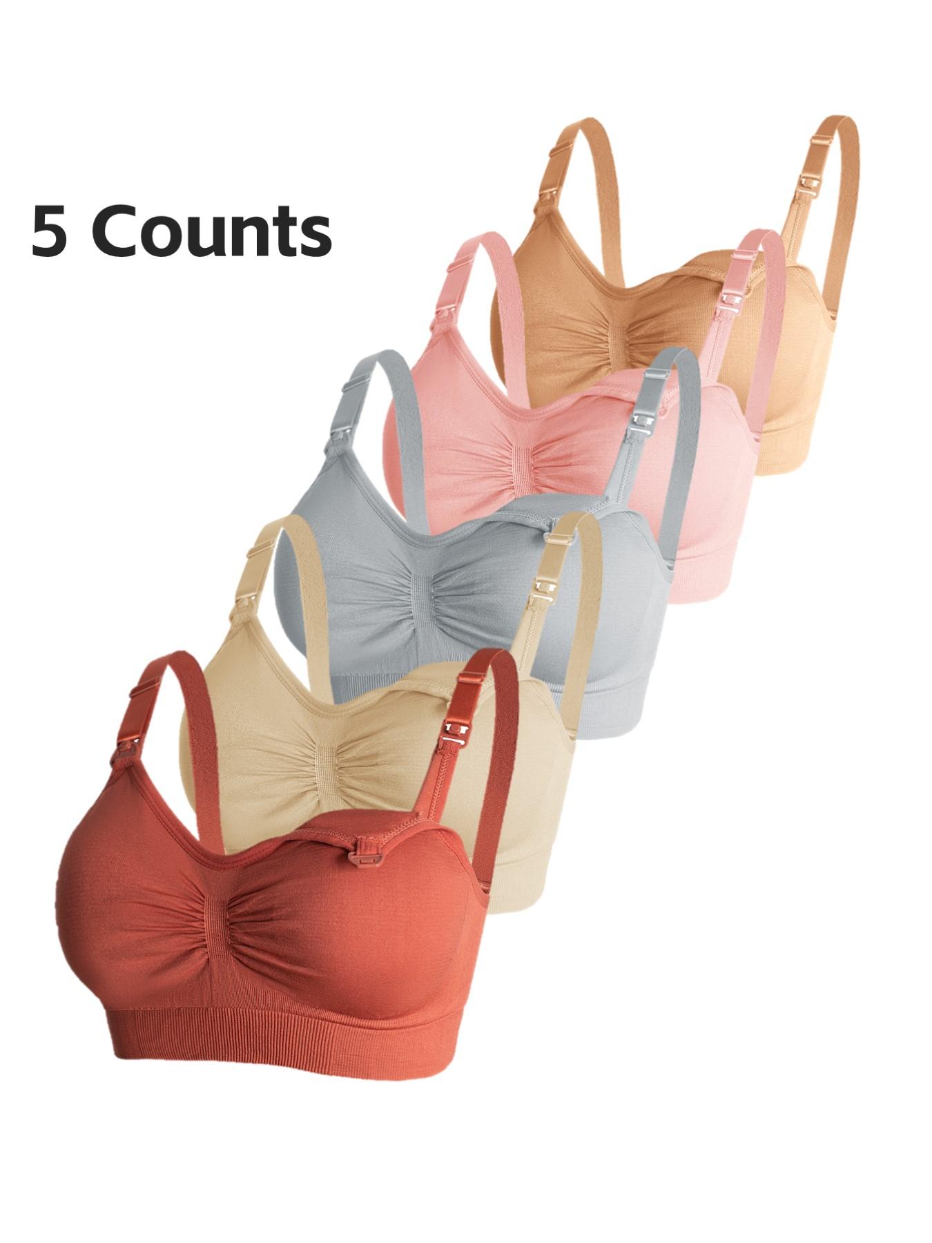 Maternity Solid Color Nursing Bra, Comfortable Breathable Adjustable Hook & Eye Closure Nursing Bra, Maternity Underwear for All Seasons