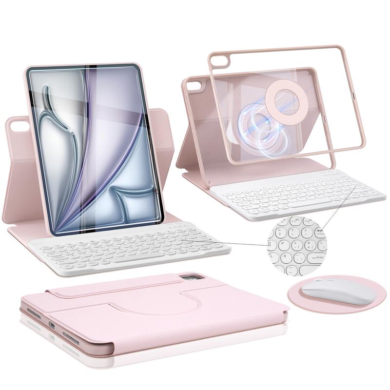 SPALLO Magnetic Spanish Ñ Keyboard Case for iPad A16 11th, 10th Generation, Compatible with iPad Pro M5 2025 & iPad Air 7th 2024, 6th, 5th, 4th Gen - 360 Rotatable Detachable Portable Keyboard - Backlit Wireless Español Keyboard Case with Mouse SPALLO Magnetic Spanish Ñ Keyboard Case for iPad A16 11th, 10th Generation, Compatible with iPad Pro M5 2025 & iPad Air 7th 2024, 6th, 5th, 4th Gen - 360 Rotatable Detachable Portable Keyboard - Backlit Wireless Español Keyboard Case with Mouse