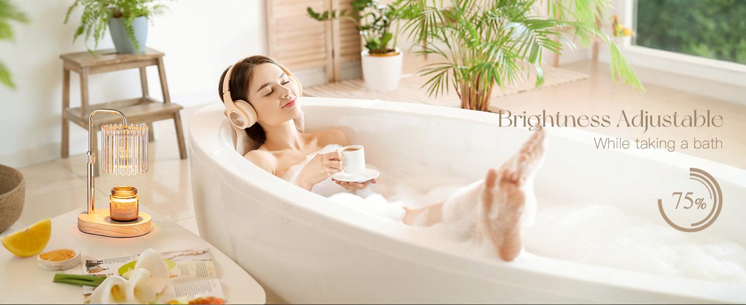 Crystal Vertical Stripe Candle Warmer Lamp with Timer, Height Adjustable Wax Melt Dimmable with 2 Bulbs Modern Bedroom Decor for Women, Home Decoration Home Accessories, Valentine's Day Gift