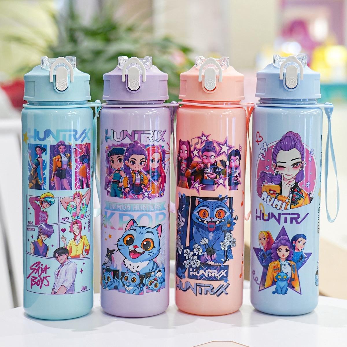 K-Pop Ghost Hunter Theme Totem Water Bottle Tumbler, Hard Plastic 700ML with Lid and Straw, Perfect Gift for Kids, Partners, Family, Friends