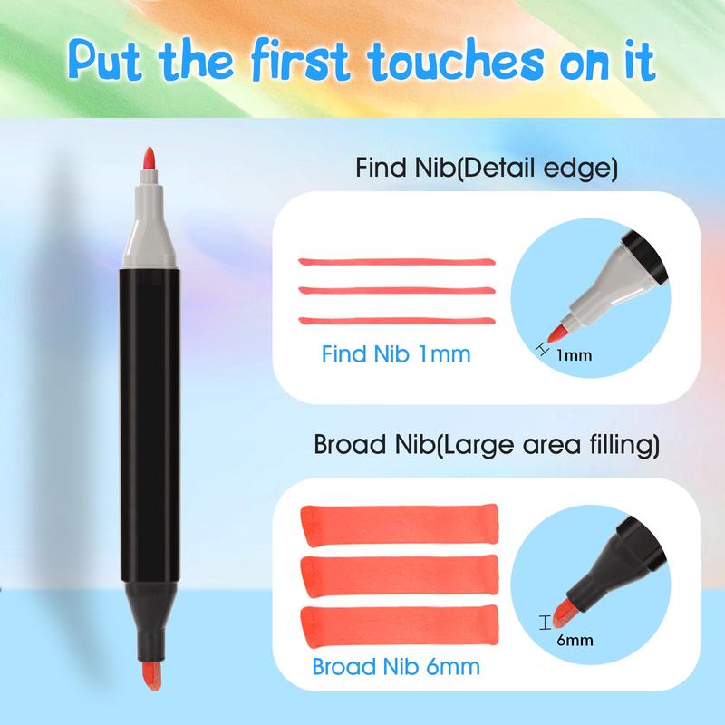 Dual Tip Art Marker Set, Marker Pen Set, 1 Set Art Marker Set for Drawing Coloring, Art Supplies for Books Sketching Card Making(12/24/36/48/60/80/168 Colors), Art Markers Set