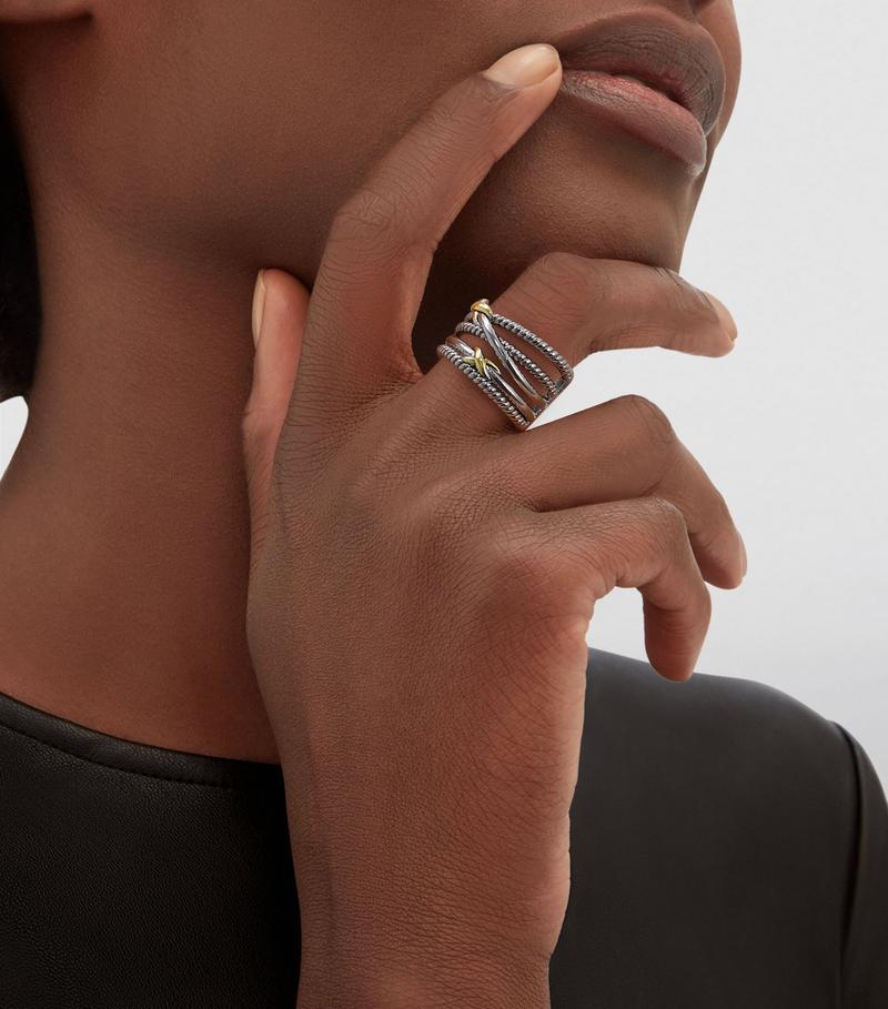 MYTYS Simple Lines Twisted Ring Two Tone Hollow Ring Elegant Heart Design Cable Wire Hollow Rings For Women Trendy Jewelry Beauty Birthday Gift Comfortable To Wear