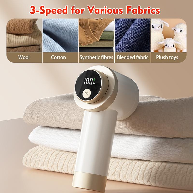 Electric Lint Remover with Brush, Portable Rechargeable Household Fabric Shaver, 3-Speed Sweater Shaver for Fast Lint Removal, Durable for Socks, Coats & Bedding