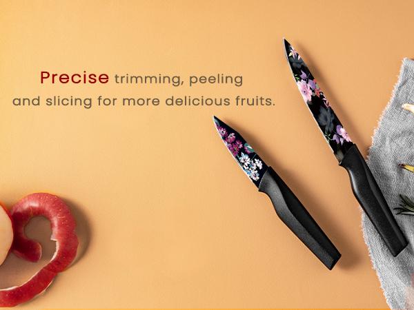 Astercook 6-Piece Floral Knife Set, Scratch-Resistant Food-Grade Print, German High Carbon Stainless Steel, 6 Knife Covers, Dishwasher Safe. Kitchen