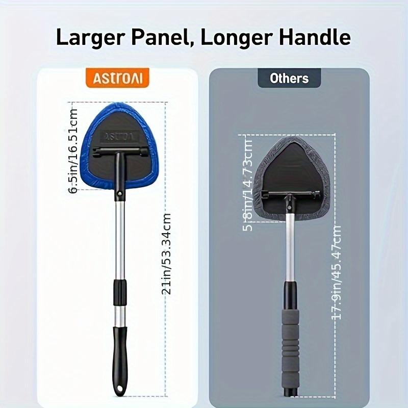 Car Windshield Cleaning Tool Set, Includes 4 Reusable Microfiber Pads & Extendable Handle, Automatic Glass Wiper Kit for Easy Cleaning, Car Cleaning Supplies
