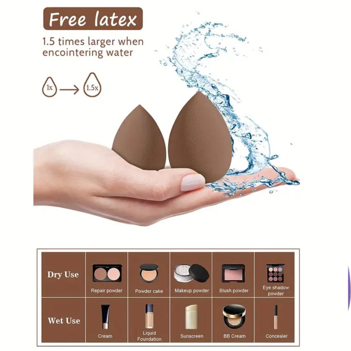 9 pieces of random color and shape beauty sponge, foundation mixed sponge set, suitable for liquids, creams and powders, free of latex dual-purpose wet and dry makeup puffs, suitable for all skin types