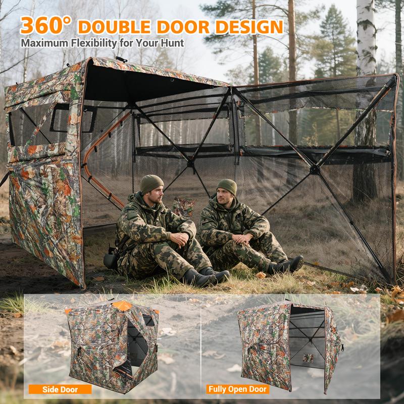Bearbro Portable 270° /360° See Through Hunting Blind Pop-Up Ground Blind with Tie-downs & Carrying Bag for Deer, Duck and Turkey Hunting,New upgraded version, featuring 4 reflective triangular fabrics,TikTokshopBlackFriday