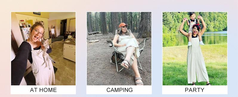 Naeduo Women's Summer Cotton Linen Bib Overalls Baggy Sleeveless Adjustable Wide Leg One Piece Jumpsuits