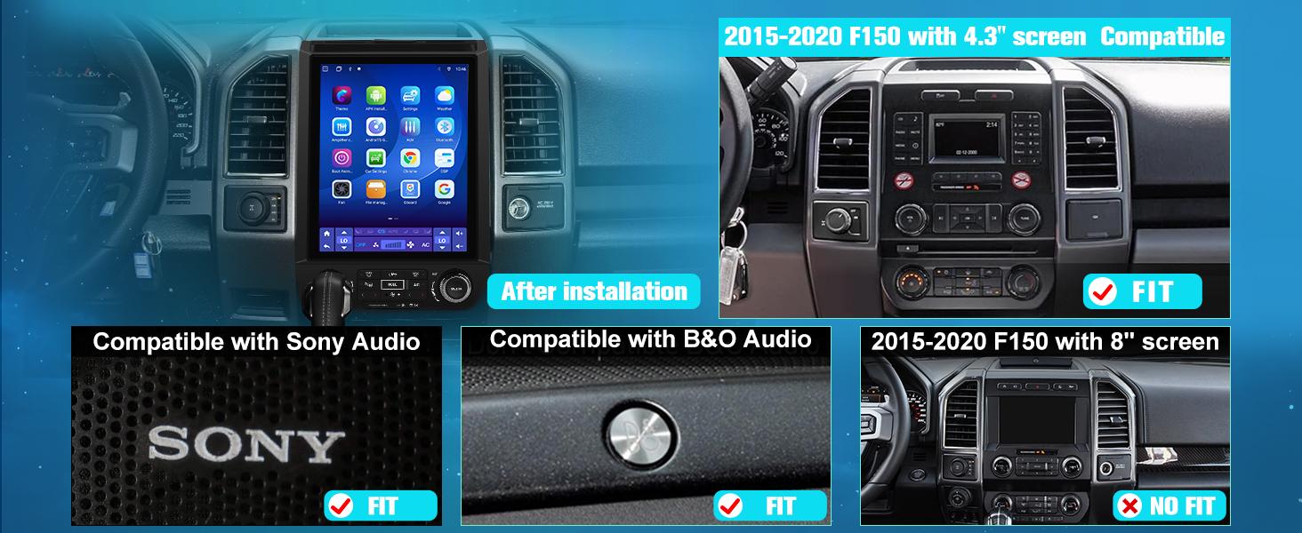 12.1" Android 13 4GB+64GB Car stereo for Ford F150 2015-2020 touch screen, original car with Bang & Olufsen audio system , has Android Auto Wireless Carplay, Bluetooth WIFI supports GPS Navigation 12.1" Android 13 4GB+64GB Car stereo for Ford F150 2015-2020 touch screen, original car with Bang & Olufsen audio system , has Android Auto Wireless Carplay, Bluetooth WIFI supports GPS Navigation