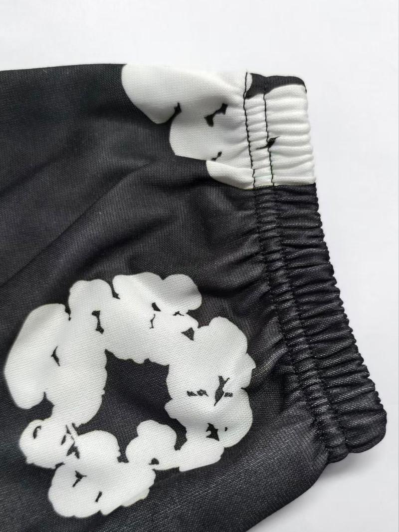 Autumn Winter Retro Floral Hip-Hop Loose Casual Pants, Casual Streetwear Trousers, Elastic Waist Pocket Sweatpants, Unisex Ring Design, Suitable for Fall & Winter