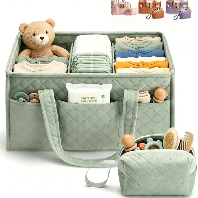 Baby Diaper Caddy Organizer, Baby Basket Shower Gift, Portable Changing Table Basket, Postpartum Caddy & Tote Bag Pouch, Newborn Boy & Girl Nursery Essentials Registry, Car Diaper Organizer, Travel Diaper Tote, Diaper Purse, Nappy Bag