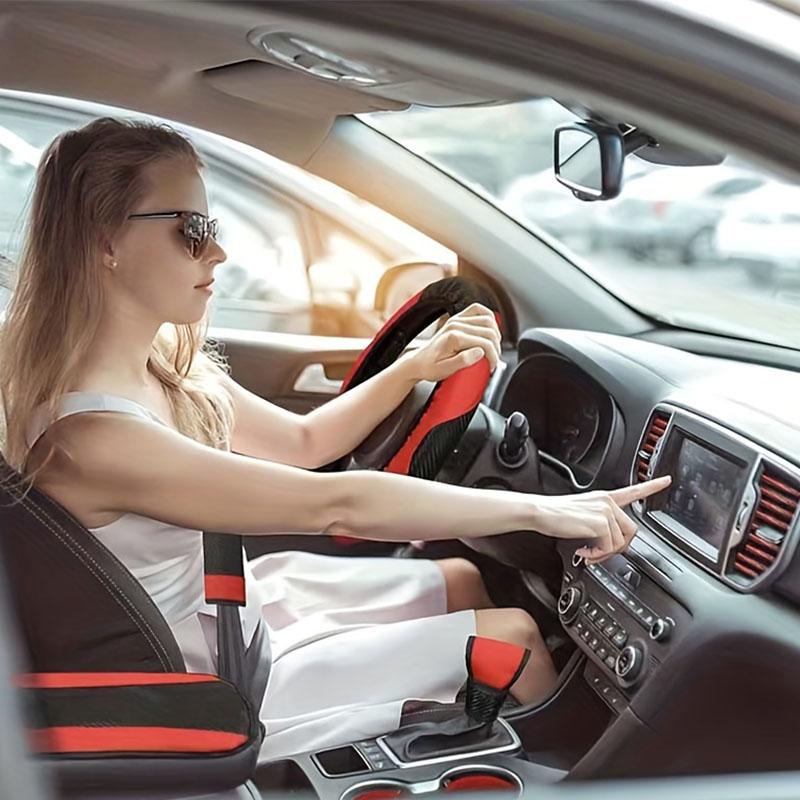 39pcs Car Interior Set, 5-Seat Memory Foam Thick Mesh Car Seat Cover, Leather Steering Wheel Cover Shoulder Cover Armrest Box Mat Coaster Shift Lever Cover Air Conditioning Vent Decorative Cover, Car Interior Kit