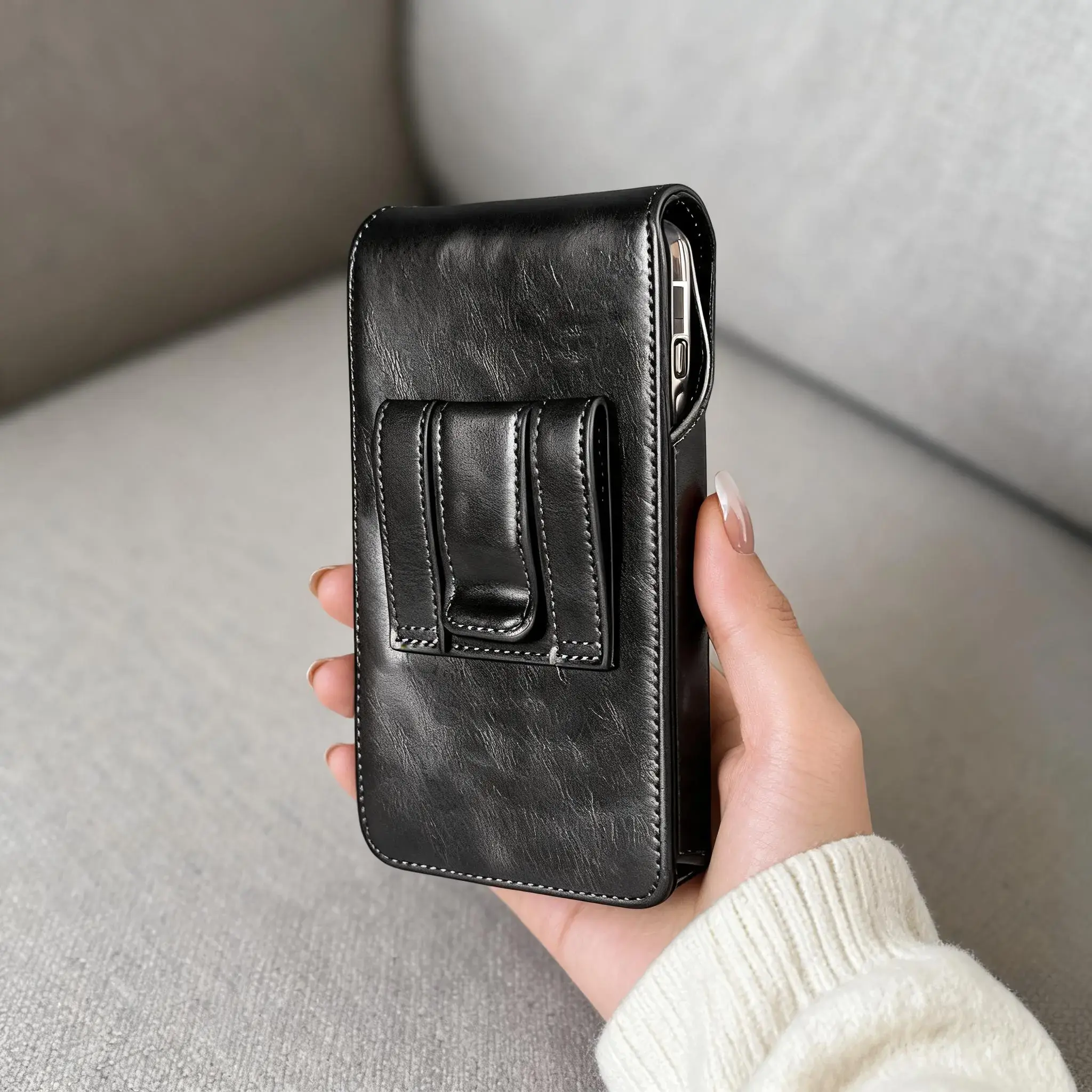 Leather Cellphone Smartphone Holster Holder with Clip for Apple iPhone 17/17 Pro/16/16 Pro/15/15 Pro/14/14 Pro/13/13 Pro/12/12 Pro/11/11 Pro/XR, Compatible with Samsung Galaxy S26/s25