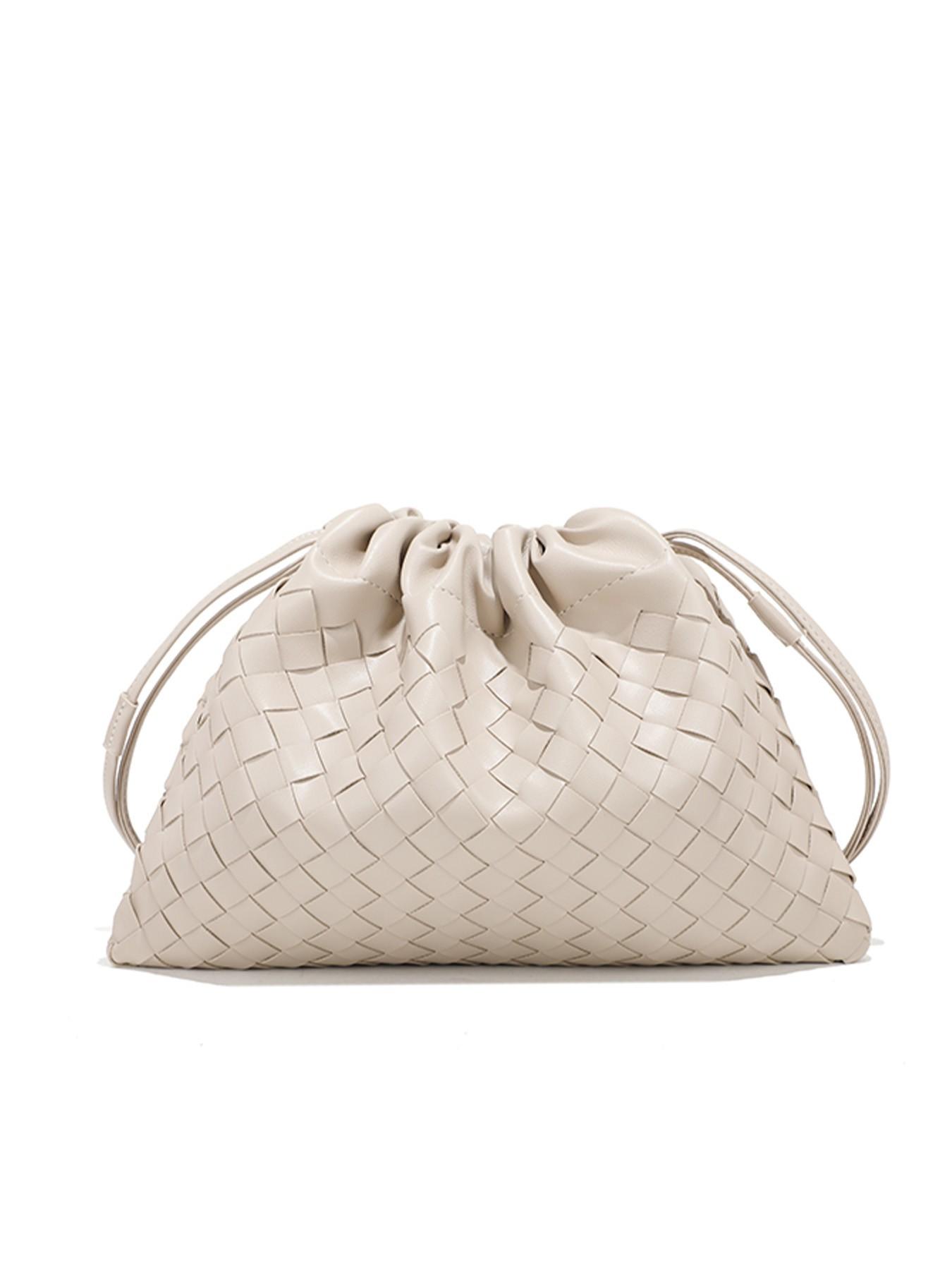 Meadow Cloud Bag, Relaxed Crossbody Small Bag, Underarm Shoulder Crossbody Woven Trash Bag, Drawstring Bag, Versatile Retro Woven Crossbody