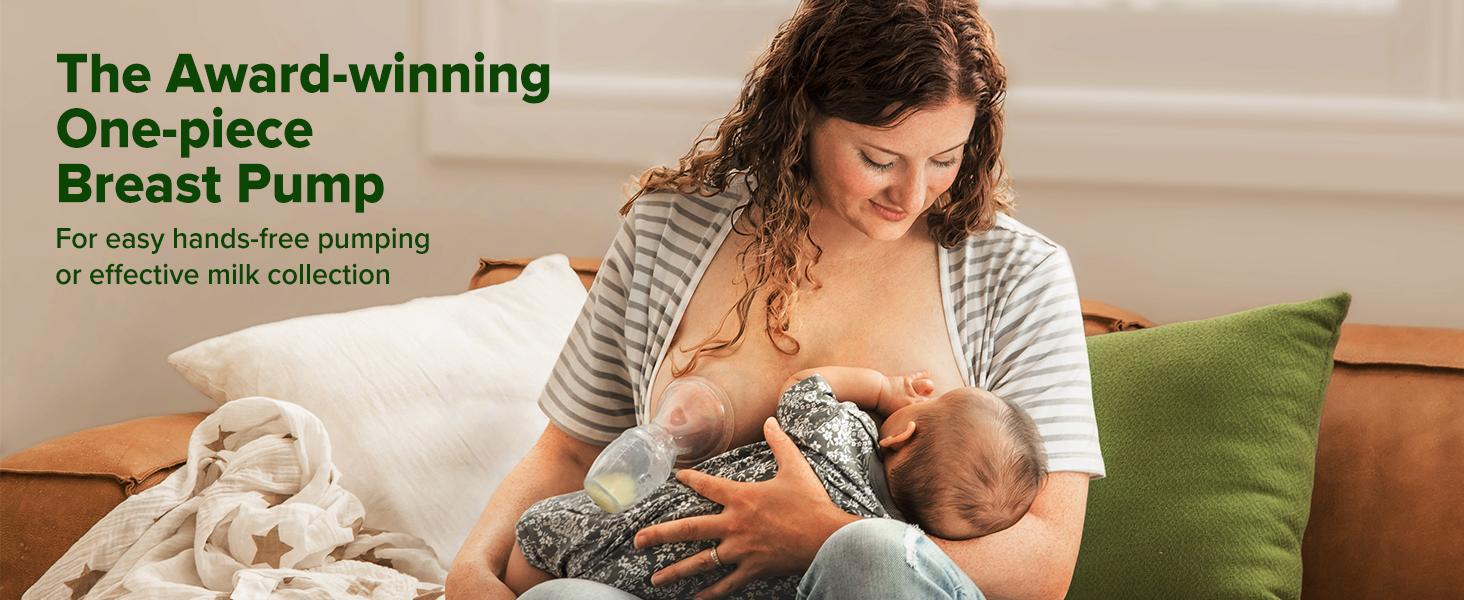 haakaa Manual Breast Pump for Breastfeeding, Silicone Manual Pump, BPA-free, Mom Stuff, Clear 4oz/100ml