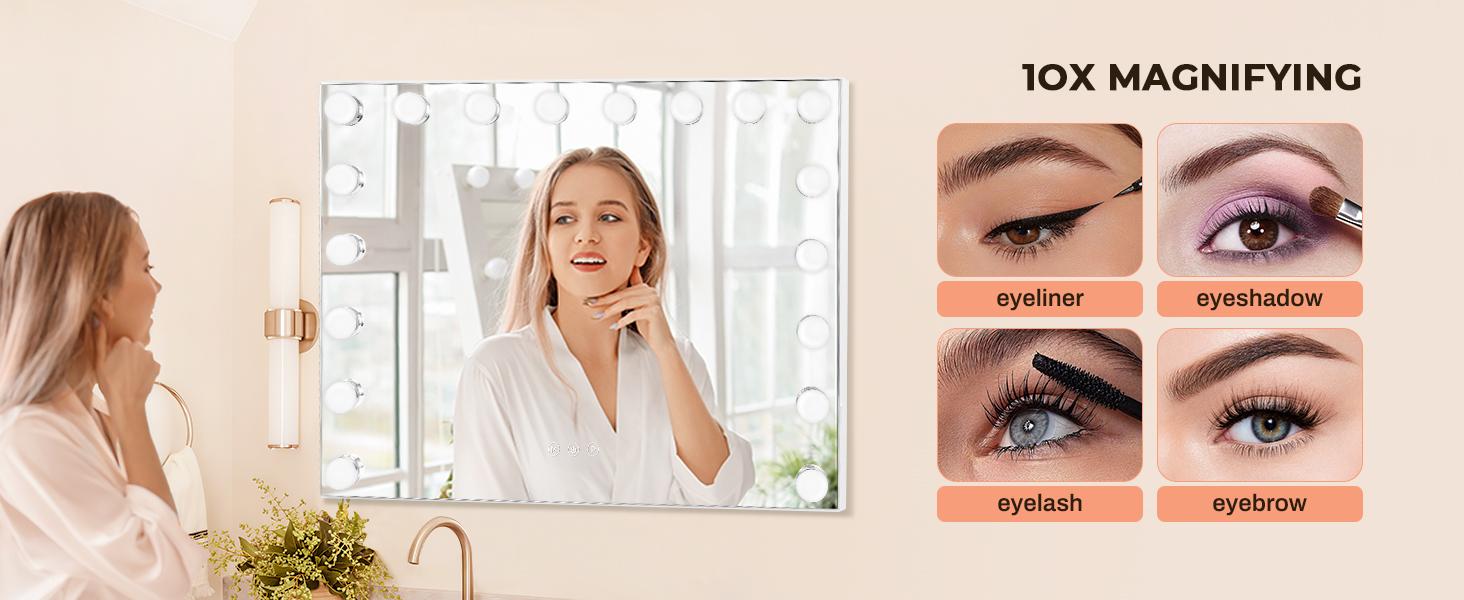 Makeup Mirror with Dimmable Bulbs with 10xMagnifier,portable makeup,3Color Lighting Modes,Detachable,Luxury Home LED Gift Decorations for College Dormitory Fixtures, Locker Rooms and Bedrooms,Perfect Gift for Girlfriends, Moms,hollywood makeup mirror Makeup Mirror with Dimmable Bulbs with 10xMagnifier,portable makeup,3Color Lighting Modes,Detachable,Luxury Home LED Gift Decorations for College Dormitory Fixtures, Locker Rooms and Bedrooms,Perfect Gift for Girlfriends, Moms,hollywood makeup mirror