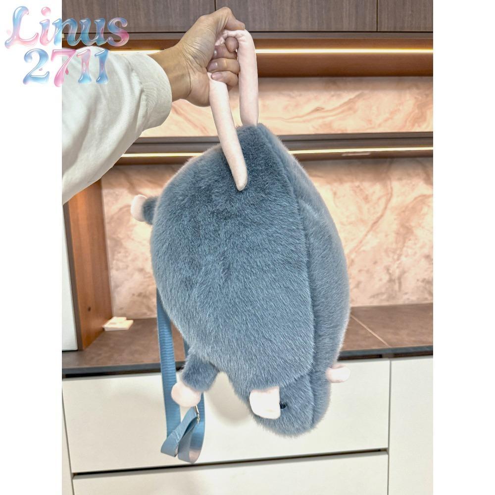 Kawaii Animal Shape Kids Backpack for Girls - Soft Furry Mini Plush Mouse Bag with Adjustable Strap, Crossbody/Shoulder Purse for Daily Use, Fun Gift (Sports & Outdoor Accessory)