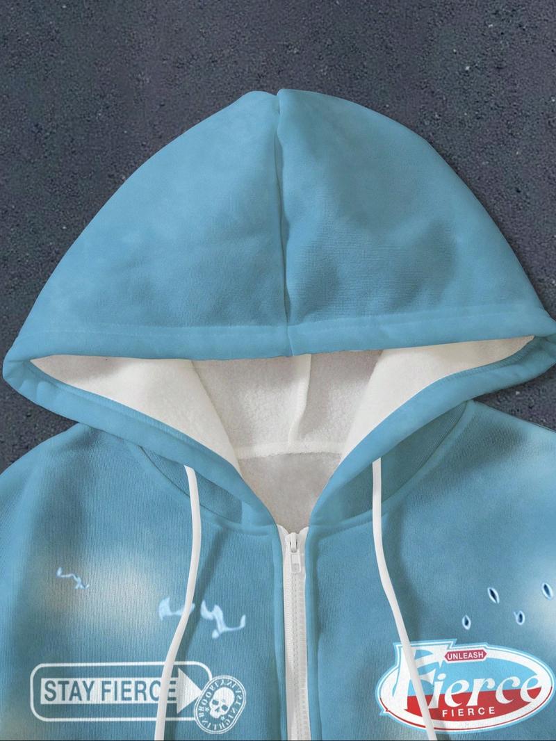 Men's 2-Piece Sportswear Set, Full-Zip Hoodie and Drawstring Pants, Comfortable Casual Wear, Perfect for Outdoor and Relaxing, Streetwear Tracksuit Set