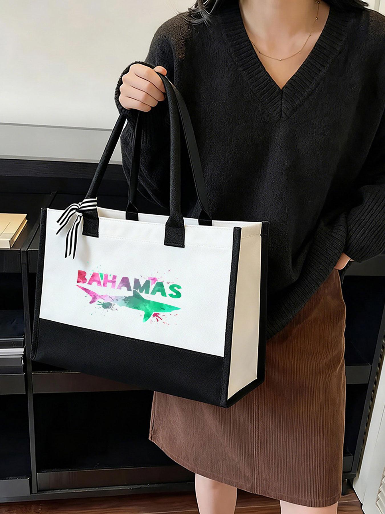 Workout and yoga handbags Bahamas Dolphin Artistic Design Soft Suitable for supermarkets,school trips-handbag and shoulder tote