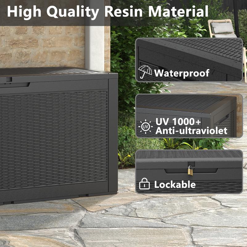 100 Gallon Outdoor Storage Box, Outdoor Storage Box with Locking Design,  UV Resistant,Waterproof,  Convenient to Organize,Garden,  Ideal for Outdoor Pool, Deck and Patio Use-Christmas Gifts.
