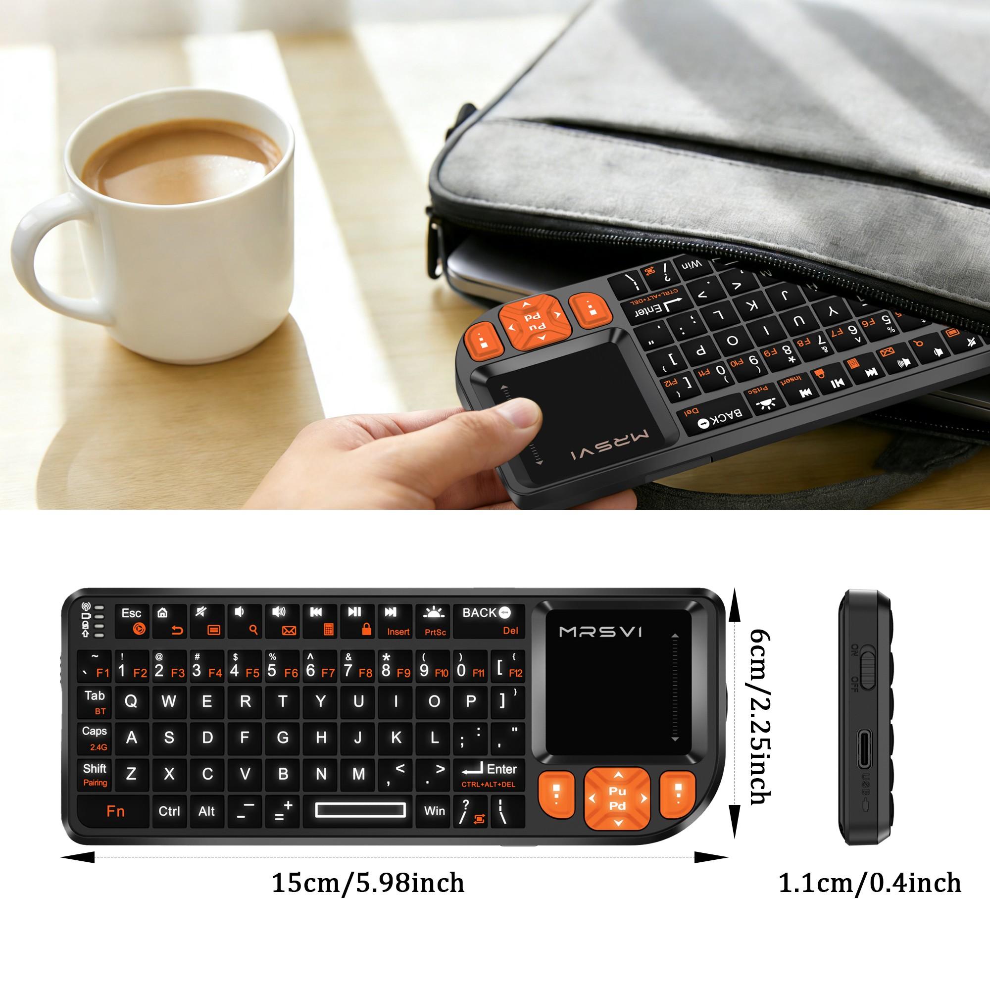 Bluetooth-compatible Mini Backlit Keyboard with Touchpad, Rechargeable Wireless Keyboard for Office and Entertainment, Compatible with PC, Smart TV, Notebook and Projector