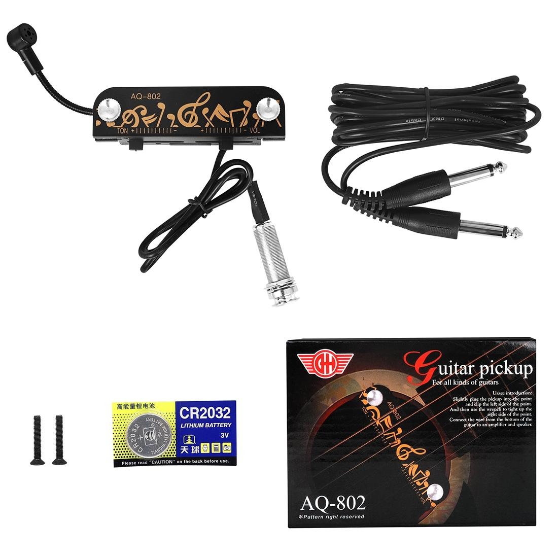 Portable Acoustic Guitar Pickup Magnetic Transducer with Connection Cable Guitar Parts & Accessories