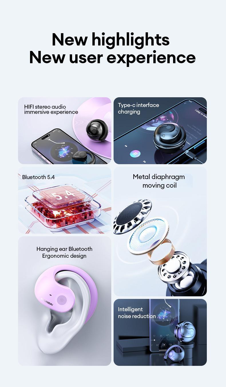 HYUNDAI T26 PRO Audio Earbud Wireless Bluetooth 5.4 Stereo Headset, Chargeable & Automatic Connection, Noise Reduction, Waterproof Sport Headphones for Music & Calls HYUNDAI T26 PRO Audio Earbud Wireless Bluetooth 5.4 Stereo Headset, Chargeable & Automatic Connection, Noise Reduction, Waterproof Sport Headphones for Music & Calls