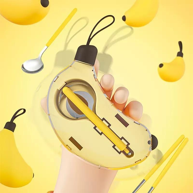 Portable Stainless Steel Cutlery Set, Reusable Folding Chopsticks and Spoon, Ideal for Picnics, Camping, Outdoor Activities, Lunch Boxes