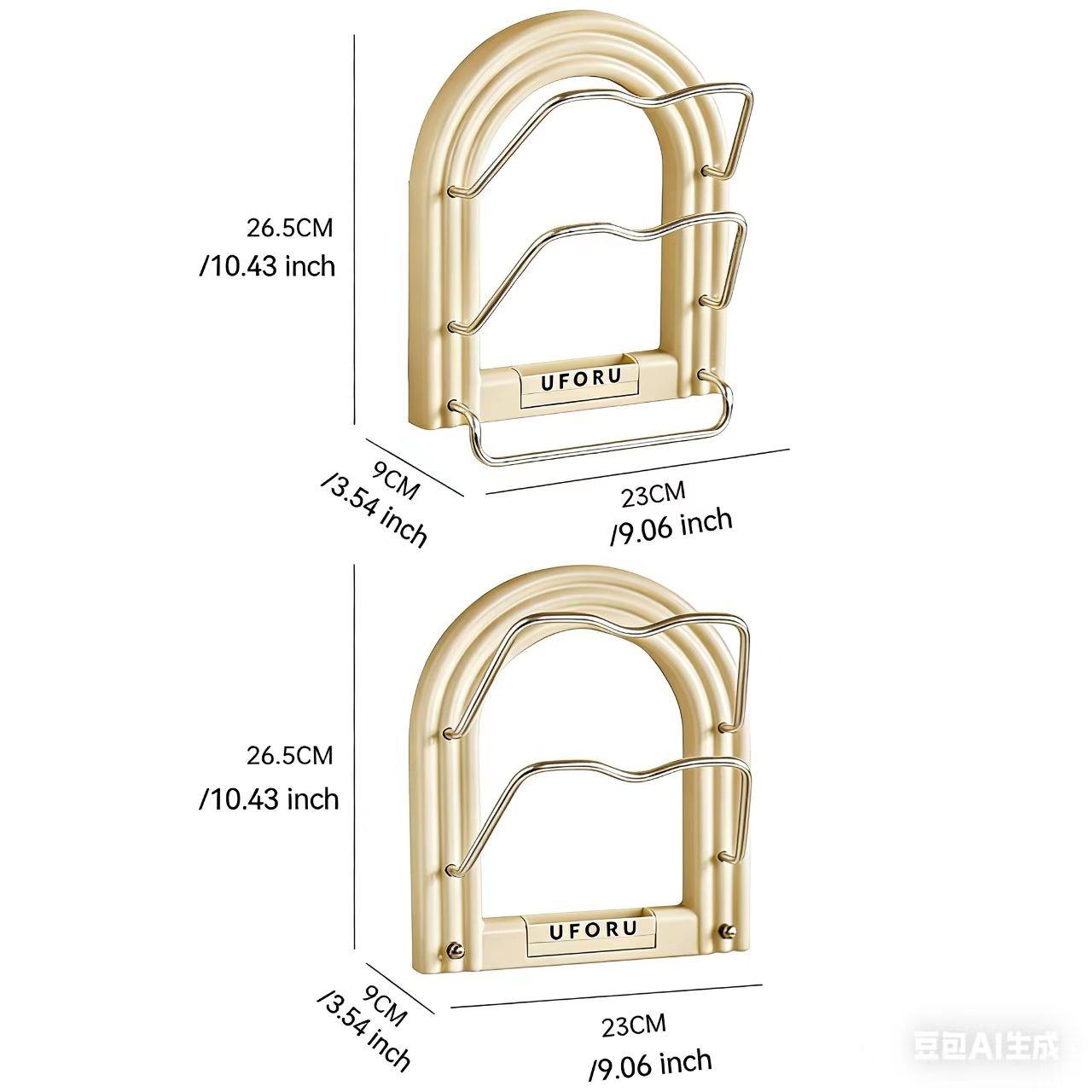 Aluminum Alloy Kitchen Wall Mounted Storage Rack, Multi-Functional No Drilling Pot Lid Holder, Cutting Board Towel Organizer