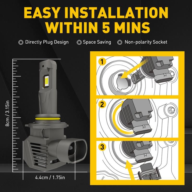 Auxito 9012 LED Headlight Bulbs kit 22000LM High Low Beam 6500K White Bright M5S