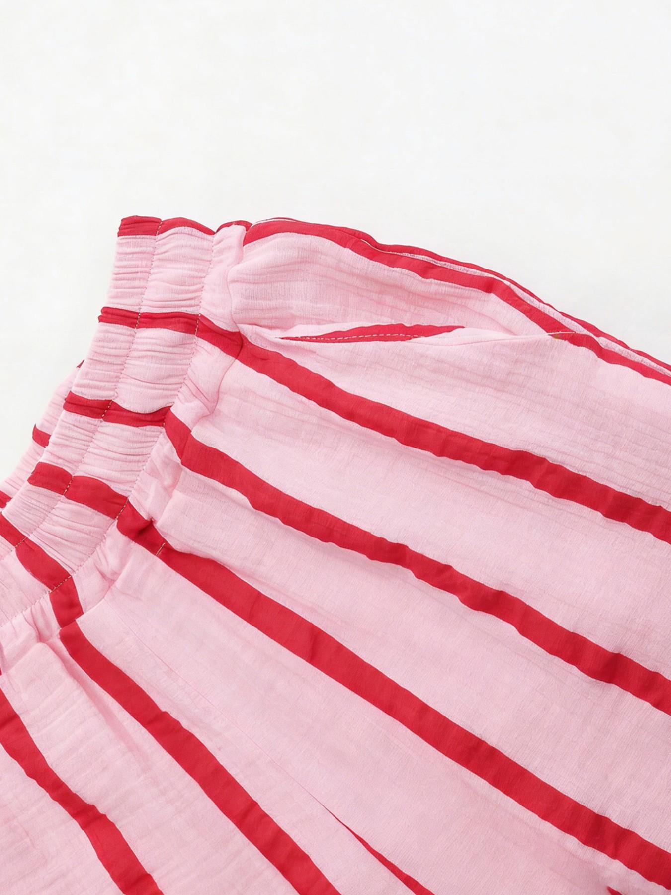 Women's Summer Long Pants Trouser, Breathable Striped Wide Leg, Multiple Colors Available, Elegant Loose-Fitting Style