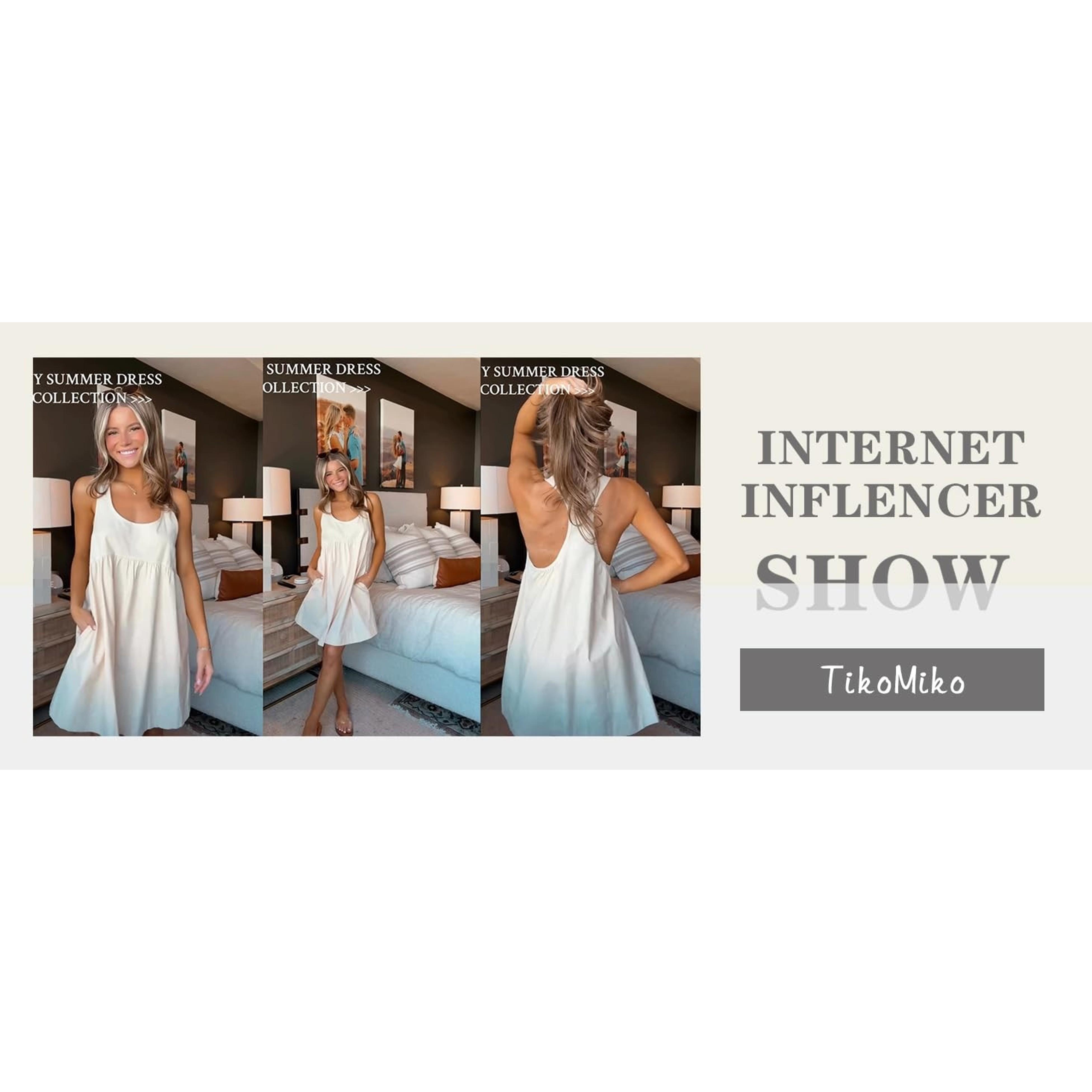 Womens Sleeveless Square Neck Linen Mini Sundress Open Back Casual Babydoll Summer Dress(Gift)