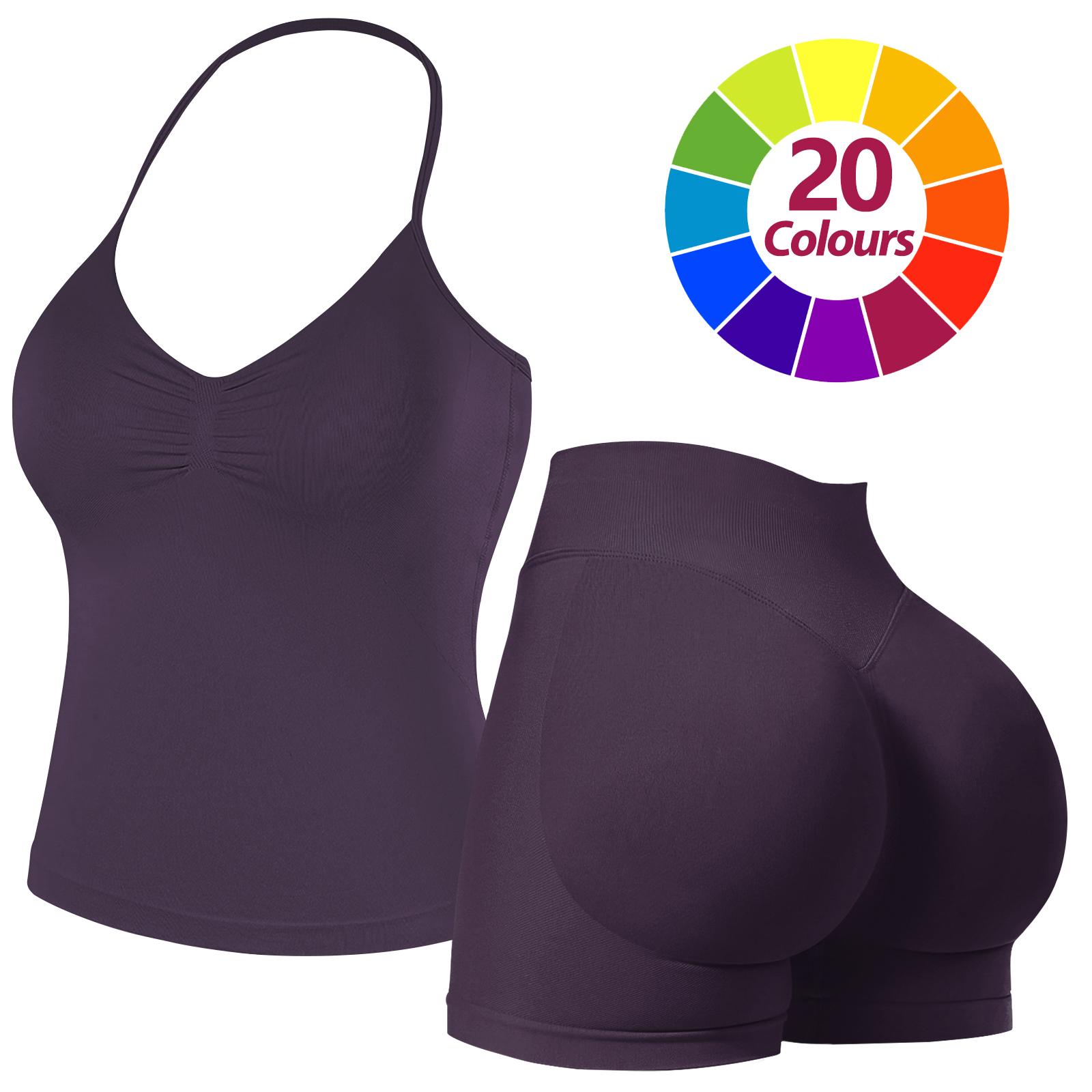 RICH BRIA 2PC Gym Set for Women, Halter Top & High Waist Impact Shorts Sports Set, Sporty Breathable Quick Dry Outfits for Yoga Gym Fitness Running, Ladies Sportswear for Summer, Workout Clothes, Athletic Gym Sets Clothing, Aleisure Wear Clothing RICH BRIA 2PC Gym Set for Women, Halter Top & High Waist Impact Shorts Sports Set, Sporty Breathable Quick Dry Outfits for Yoga Gym Fitness Running, Ladies Sportswear for Summer, Workout Clothes, Athletic Gym Sets Clothing, Aleisure Wear Clothing