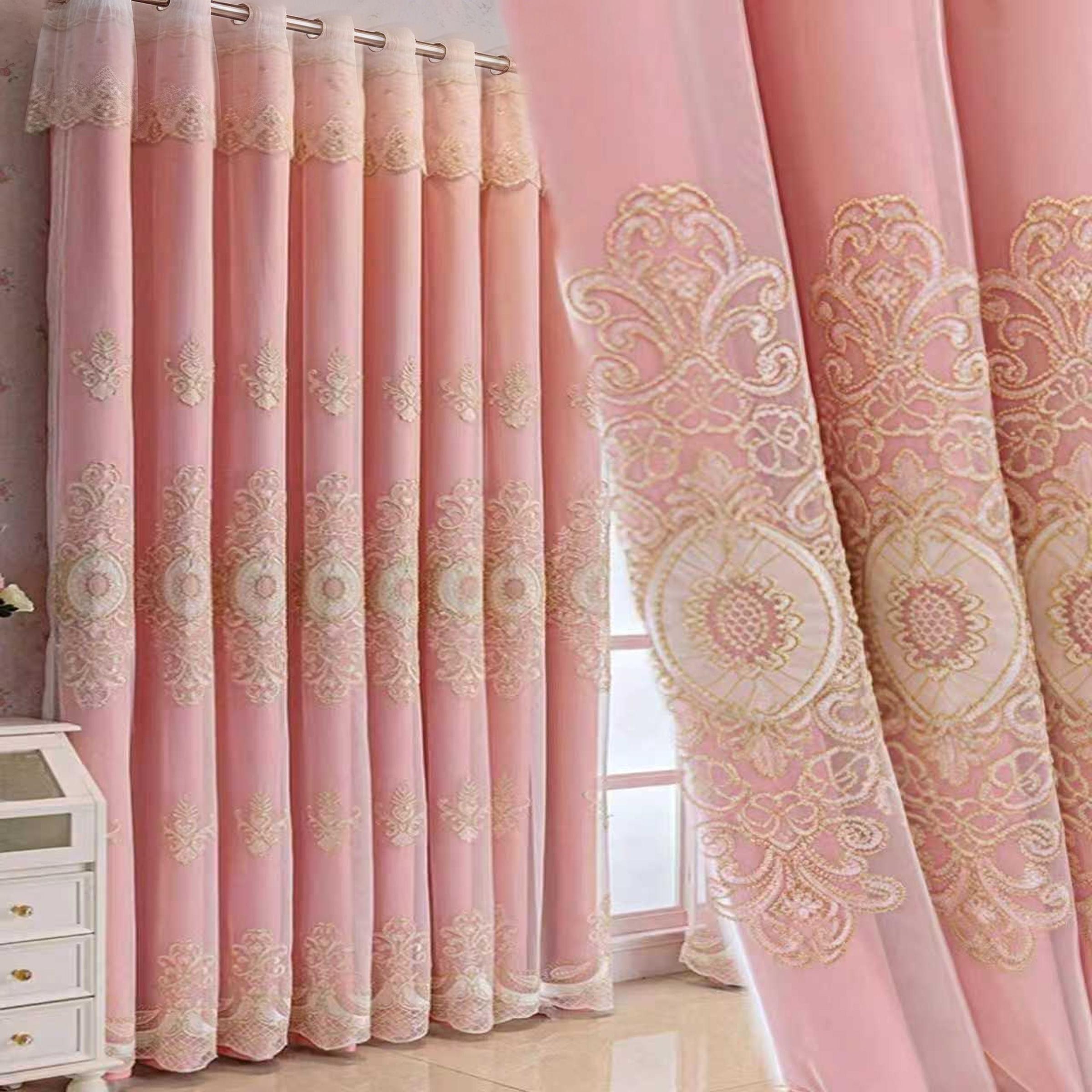 1pc European Luxury Double Layer Sheer Curtain, Princess Style, Light Blocking, Suitable for Kids Room, Living Room, Bedroom