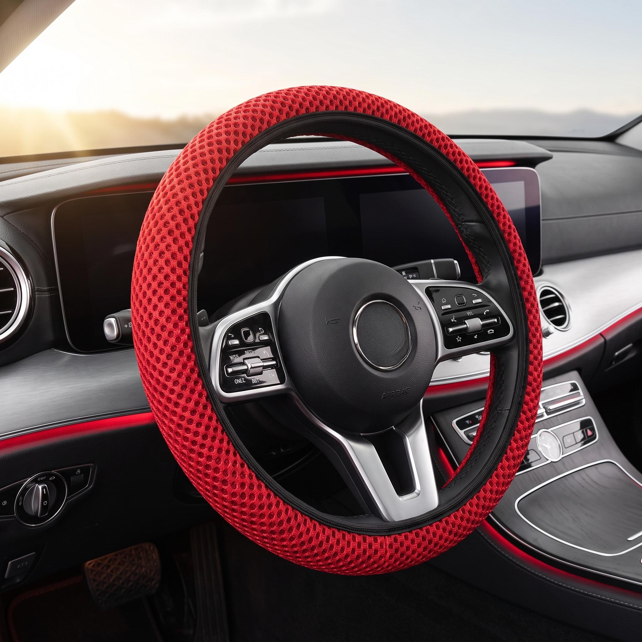Multiple Colors Elastic Stretch Breathable Car Steering Wheel Cover, 15 inch Universal Fit All Season Comfort Steering wheel cover Automotive-YY1